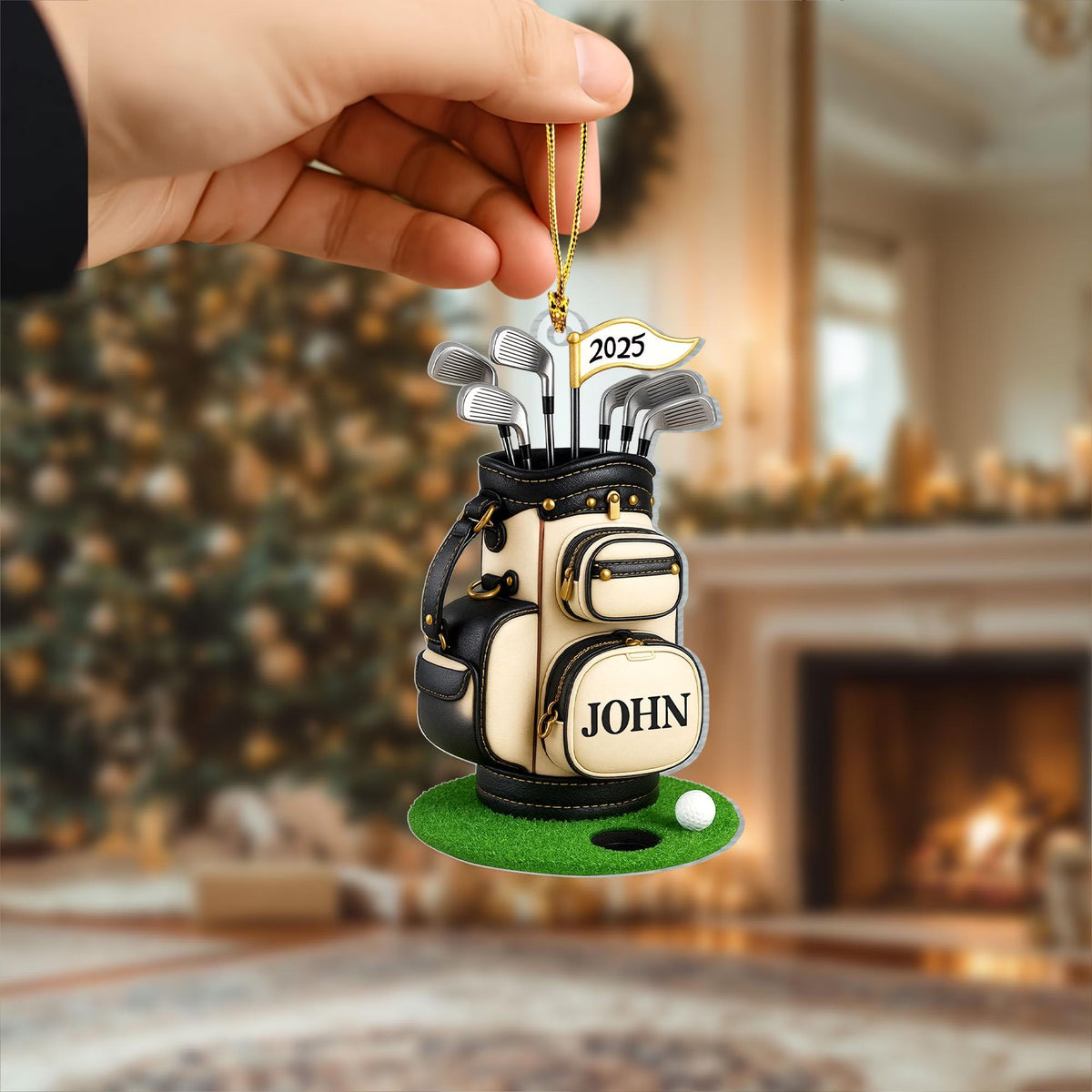 Personalized Golf Bag Christmas Ornament – Custom Name & Year Gift for Golf Lovers