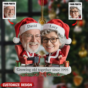 Personalized Couple Photo Christmas Ornament – Custom Face & Names Keepsake Gift